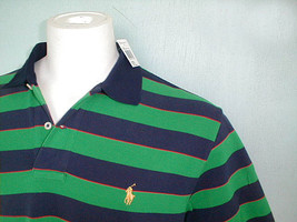 NEW! NWT! Polo Ralph Lauren Big Stripes Classic Fit Polo Shirt! L *Mesh ... - $46.99