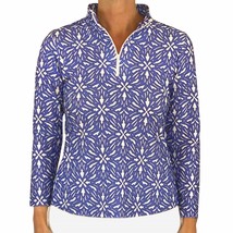 Katherine Way women&#39;s anna maria pullover sweater in Geo Tile Periwinkle... - $118.00