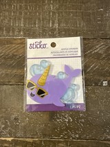 Narwhal STICKO 3-D ACRYLIC GLITTER STICKER Narwhal Bubbles Sunglasses - $29.58