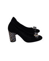 Salvatore Ferragamo Beaded Heel Vara Bow Pumps In Suede Women Black Size... - £121.92 GBP