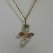 Vintage Avon Gold-tone Crystal Angel Pendant Necklace - £14.01 GBP