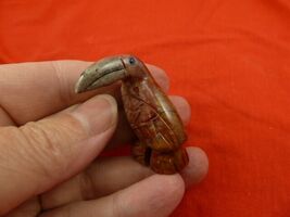 y-bir-to-35 little red white Toucan tropical bird soapstone carving love... - $8.99