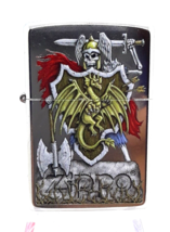 Skeletal Warrior With Dragon Shield Authentic Zippo Lighter Street Chrome - $27.99