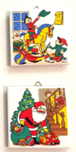 Ceramic tile trivet Christmas theme set of 2 one with Santa, other one e... - $10.44