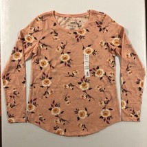 Sonoma Women’s Long Sleeve Crew Neck Pullover Stretch Floral Peach Top s... - $14.95