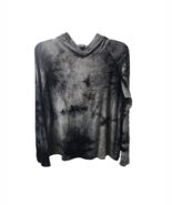 Anthropologie Hoodie M Soft Stretch Black Gray Tie Dye Top Lightweight  ... - $22.58 CAD