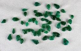 Natural Emerald Carved Leaves Lot 49 Pc 61.25 Ct Loose Gemstone Designing Jewels - £2,911.54 GBP