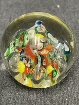 Vintage Hand Blown Millefiori Art Glass Paperweight 2 1/2” - £19.36 GBP