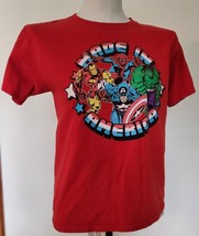 VTG Marvel Comics T-Shirt Incredible Hulk Spiderman Superman Ironman Red Sz M - £15.87 GBP
