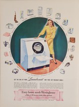 1947 Print Ad Westinghouse Laundromat Washing Machine Happy Lady Mansfield,OHIO - £15.54 GBP