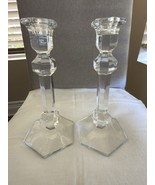 Vintage Val St Lambert Crystal Gardenia Candlesticks Art Deco Etched Sig... - €23,77 EUR