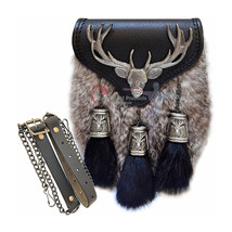 Scottish Kilt Semi Dress Sporran Semi Stag Sporran Antique Unique Stag.450 (Grey - €110,87 EUR