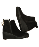 AQUA Sofft Emeline Black Suede Waterproof Wedge Heel Booties Size 9.5 - £74.61 GBP