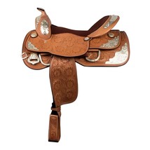 Genuine Leather Western Saddle for Horse Silver Show Saddle 11&quot; - 18&quot; - £445.14 GBP