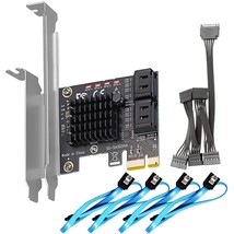 4 Ports Pcie Sata Expansion Card, Including Sata Cables And 1:5 Sata Spl... - £40.84 GBP