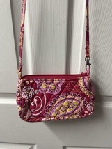Vera Bradley Raspberry Fizz Small  Shoulder Bag Purse Handbag Quilted Zi... - £10.24 GBP