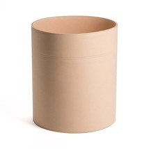 Shwaan Cylindrical Round Leather Trash Can Office Bin Harness Leather Ha... - $200.03