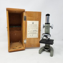 Vintage Tasco 300x Student Microscope w Wooden Carrying Case - $44.50