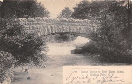 Niagara Falls Ny Rustic Stone Bridge~First Sister Island~Rotograph Postcard 1906 - £6.80 GBP