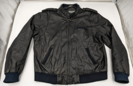 Vintage Members Only Black Leather Bomber Motorcycle Jacket Men&#39;s size 4... - £38.69 GBP