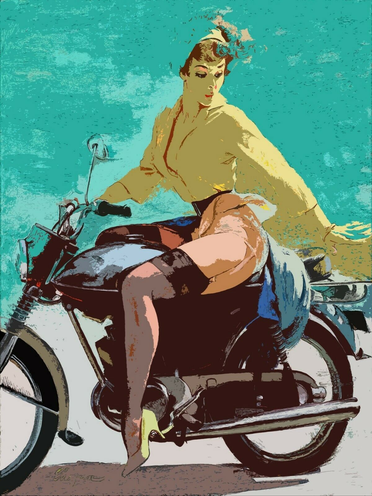 Decoration Poster.Home interior design print.Wall art.Motorcycle Pinup art.7162