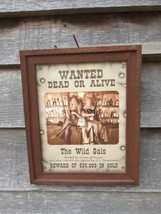 Vintage 80s Wanted Dead or Alive The Wild Gals Framed Art Glass Front Wood Frame - £58.72 GBP