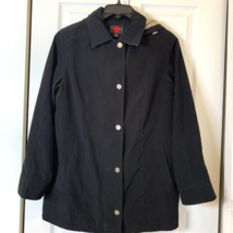 Gallery Coat Detachable Hood Womens S Black Zip and Snaps Rain Wind - £16.45 GBP