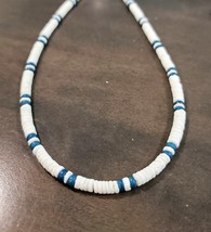 Natural White Clamshell Hawaiian Necklace with Blue Accents (18&quot;) - $16.00