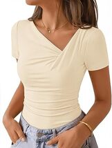 Womens Summer Asymmetrical T Shirts Ruched Fitted Y2K Going Out Tops 2026 - $31.46