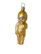 Christopher Radko Christmas Ornament Glass Vtg Figurine Baby Angel Cherub Gold - £34.91 GBP