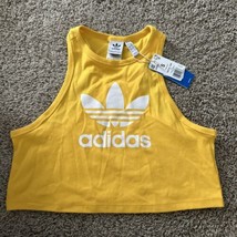 adidas Originals Women&#39;s Trefoil Tank Top,Bright Yellow, size Small Cropped - $18.69
