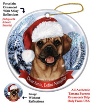 Assorted Puggle Fawn Black Howliday Dog Christmas Ornament Decoration - £12.26 GBP