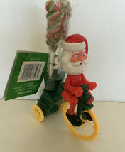 Retro wind up santa riding a bicycle Christmas toy collectible holiday decor - £27.50 GBP