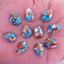 18x25 mm Pear Natural Composite Oyster Copper Turquoise Cabochon Gemstone 20 pcs - £106.13 GBP