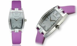 NEW Rousseau 10038 Women&#39;s Chariere Purple Leather Watch with Crystals On Bezel - £14.20 GBP