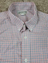 Duluth Trading Shirt Mens XL  White Blue Red Plaid Cotton Long Sleeve Button Up - £13.85 GBP