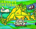 Martha&#39;s Vigneto Mappa Massachusetts Ma Unp Cromo Cartolina F1 - $3.03