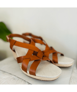Cole Haan Crystal Wedge Leather Espadrille Strap Sandal, Brown, Size 11,... - $1,655.40 MXN