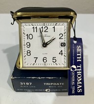Vintage Seth Thomas Travel Alarm Clock, Japan, Gold Tone Folding Case, 3... - $32.61