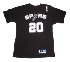 San Antonio Spurs Manu Ginobili #20 T-Shirt Medium NBA Reebok Team Apparel Black - $25.00