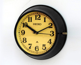 Vintage Maritime Seiko wall clock Nautical Retro Industrial ship clock Black - $135.00