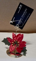 Place Card Holders Gold With Poinsettia Flower 4” High Tableware NWT 274P - £3.54 GBP