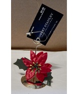 Place Card Holders Gold With Poinsettia Flower 4” High Tableware NWT 274P - £3.55 GBP