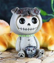 Ebros Furry Bones Pugsley Grey Pug Costume Skeleton Monster Sitting Up Figurine - £11.98 GBP