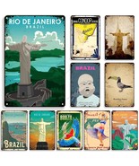 Brazil Vintage Travel Tin Sign Brazilian Retro Metal Poster Rio De Janei... - $18.75