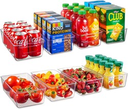 Set Of 8 Refrigerator Pantry Organizer Bins - Clear Food Storage Baskets... - $39.99