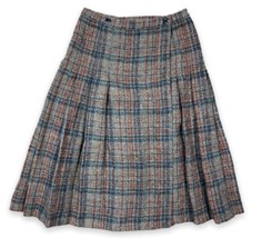 Vintage Pleated Plaid Virgin Wool Blend Skirt Women&#39;s School Preppy Grunge Italy - £19.53 GBP
