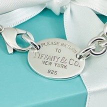 Large 10” Please Return To Tiffany Oval Tag Charm Bracelet Mens for Plus Size - £343.72 GBP