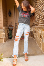 Beau Blue Light Wash Distressed Straight Leg Slim Fit Jeans - $30.15