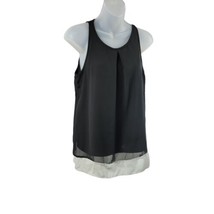 By &amp; By Tank Top Blouse Womens M  Black White Sheer Built in Tank Pleate... - $8.54